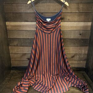Anthropologie Maeve Navy and Rust Striped Dress